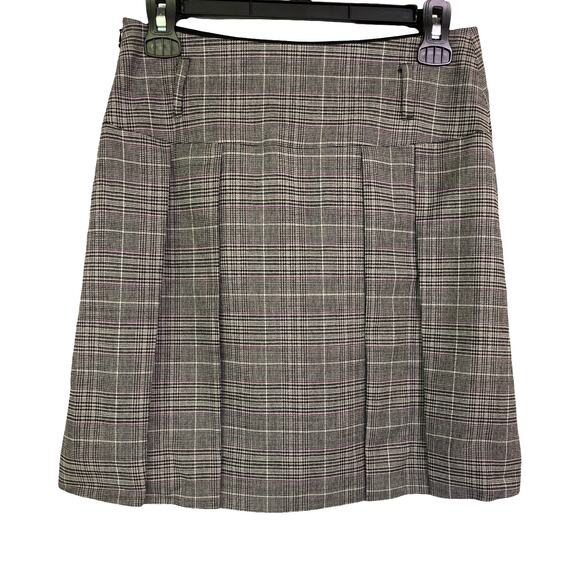 Banana Republic Plaid Wool Blend Pleated Skirt Gray Pink Check Women’s Size 0 - Picture 3 of 9